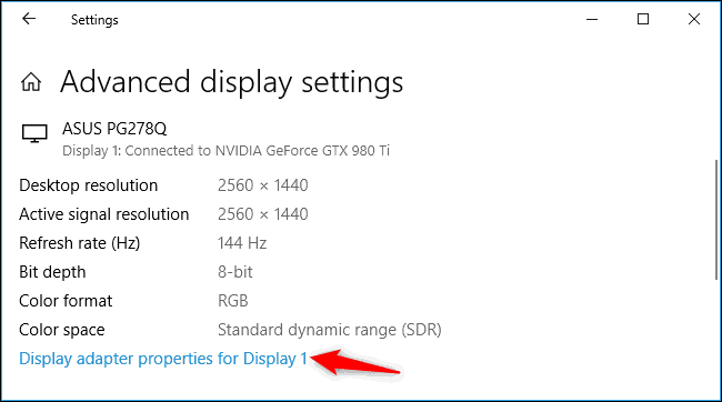 stopa osvježavanja - Display Adapter Properties